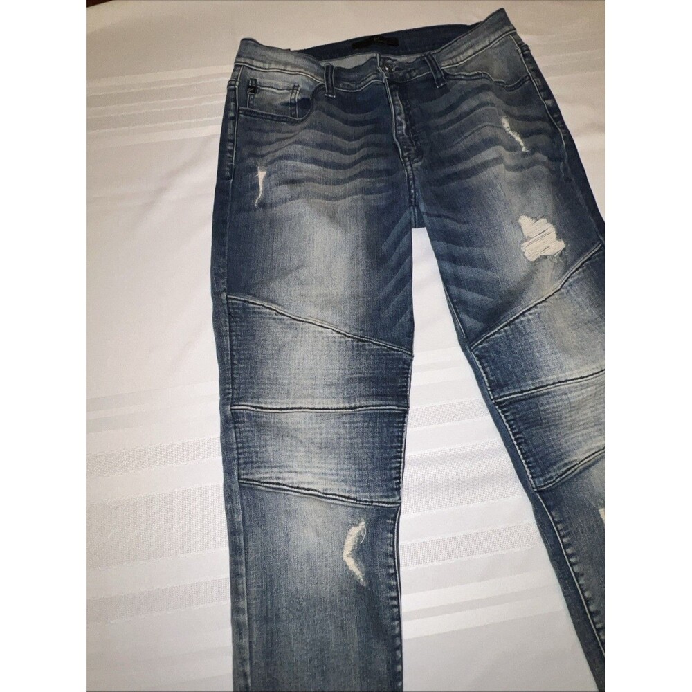 Kancan Moto Woman’s Skinny Stretch Blue Jeans Distressed Size W11/29 - Picture 5 of 11